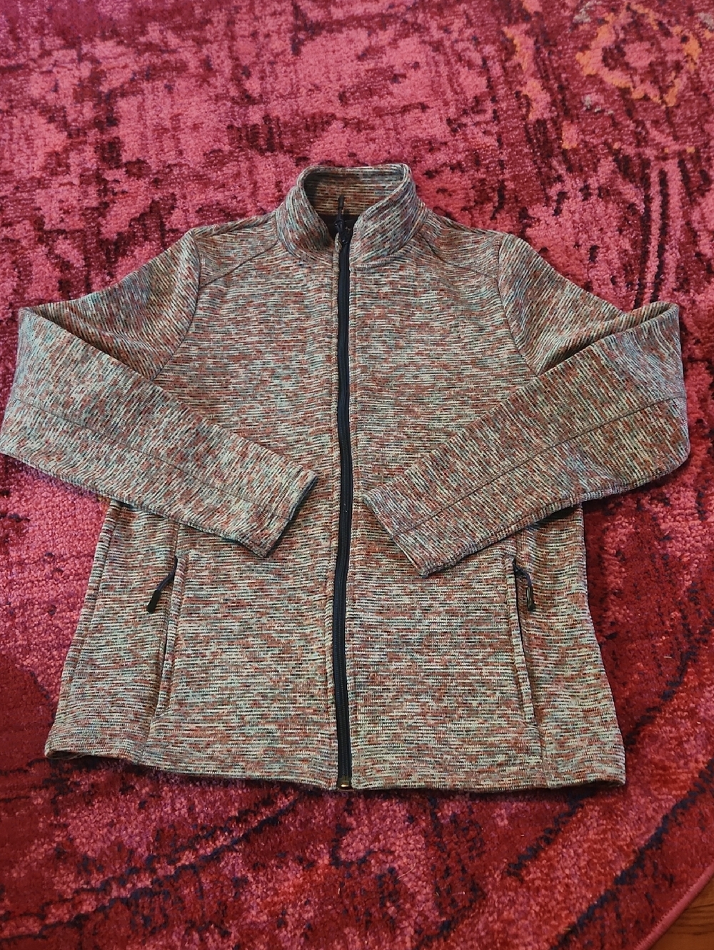 Women's Marled Full-Zip Utility Jacket - Pink/Gray